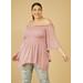 Plus Size Off The Shoulder Shirred Top