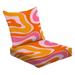 2-Piece Deep Seating Cushion Set abstract psychedelic orange pink Outdoor Chair Solid Rectangle Patio Cushion Set