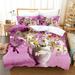 Purple Flower Duvet Cover Set Double Bed 200x200 Thin Floral Bedding Set 3PCS 2PCS with Pillowcase Single Quilt Cover 220x240