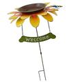 Yard Decoration Sunflower Bird Feeder Feeding Station Home Welcome Sign Stake Wood Pile Parrot Wrought Iron