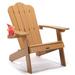 FOAUUH TALE Adirondack Chair Backyard Outdoor Furniture Painted Seating with Cup Holder All-Weather and Fade-Resistant Plastic Wood for Lawn Patio Deck Garden Porch Lawn Furniture Chairs Brown