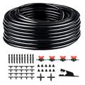 Drip Irrigation Kit 1/4 AIF4 Inch Polyethylene Distribution Irrigation for Micro-Spraying Emitter Connecting Kit DIY Garden Water-Saving Irrigation System with Blank Branch Hose. (01 98FT)