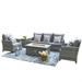 Direct Wicker 5-Piece Wicker Patio Fire Pit Conversation Set with Gray Cushions