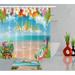 Coastal Flower Shower Curtain - Vibrant Bathroom with Exotic Oasis Vibes