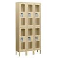 Salsbury Industries See-Through Metal Locker - Double Tier - 3 Wide - Assembled - Tan