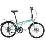 24 Inch Folding Bike Folding Bicycle with 7 Speed Transmission System & Dual Disc Brake Aluminum Frame Foldable Bike for Adults Travel Commuting Fitness Green