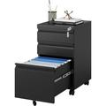U-SHARE File Cabinet 3 Drawers on Wheels Under Desk Metal Rolling File Cabinets with Lock for Home Office