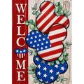 Covido Welcome 4th of AIF4 July Stars Stripes Mouse Decorative Garden Flag American USA Memorial Day Yard Outside Decorations Eucalyptus Summer Outdoor Small Home Decor Double Sided 12 x 18