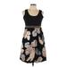 SONOMA life + style Casual Dress - Fit & Flare: Black Floral Motif Dresses - Women's Size Large