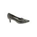Heels: Slip On Kitten Heel Cocktail Party Gray Solid Shoes - Women's Size 9 - Pointed Toe