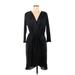 NY Collection Casual Dress - Wrap: Black Marled Dresses - Women's Size Medium