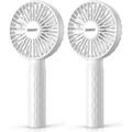 HonHey Handheld Fan 2PCS Super Mini Personal Fan with Rechargeable Battery Operated 3 Adjustable Speed Portable Handheld Fan for Girls Women Kids Outdoor Travelling Office Home Eyelash Fan (white)