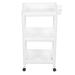 Bathroom Tower Shelf Plastic Freestanding Storage Rack Organizer Multifunctional Shelving Unit for Living Room Bedroom Kitchen White 3 Layers (with Wheel)