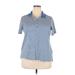 Croft & Barrow Short Sleeve Polo Shirt: Blue Print Tops - Women's Size 2X