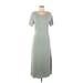 BB Dakota by Steve Madden Casual Dress - Midi Scoop Neck Short sleeves: Gray Print Dresses - Women's Size Medium