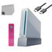 Immerse Yourself in Gaming Wii Console White With Wii Remote Controller Wireless Gamepad Silicone Case Pink & Blue HDMI Cable BOLT AXTION Bundle Like New