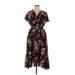Lane Bryant Casual Dress - Midi V Neck Short sleeves: Burgundy Floral Dresses - New - Women's Size 14 Plus
