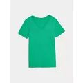 M&S Womens Pure Cotton V-Neck Everyday Fit T-Shirt - 16 - Medium Green, Medium Green,Soft White,Onyx,Cranberry,Black