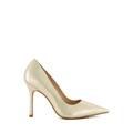 Dune London Womens Leather Croc Stiletto Heel Pointed Shoes - 6 - Gold, Gold