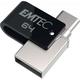 Emtec T260C USB-Stick 64 GB USB Type-A / Type-C 3.2 Gen 1 (3.1 1) Schwarz, Edelstahl