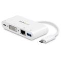 StarTech.com USB-C Multiport Adapter - auf DVI-D (Digital) Video mit 60W Power Delivery(Stromversorgung), GbE