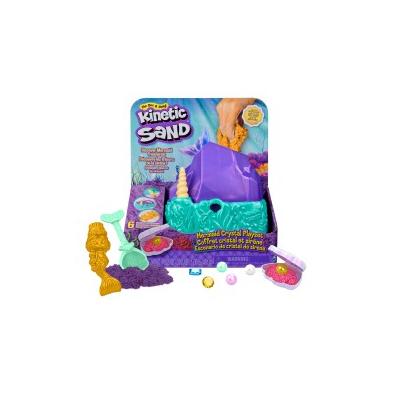 Spin Master Kinetic Sand , Meerjungfrauen-Kristall-Spielset, 481g Spielsand, golden schimmernder Sand