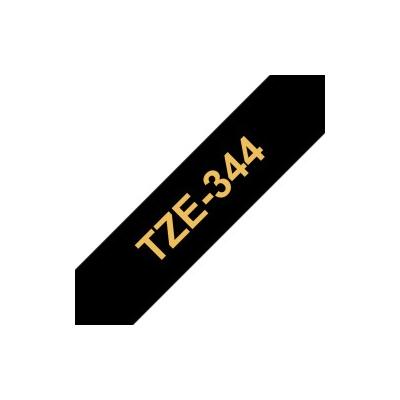 Brother TZE-344 Etiketten erstellendes Band Gold auf Schwarz