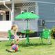 Outsunny Kids Folding Picnic Table And Chair Set Frog Pattern With Removable Height Adjustable Sun Umbrella Green