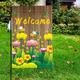 pc Polyester Inch Bee Welcome Garden Flag With Flower Decoration For Outdoor Use In Summer Or Autumn