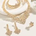 pcs Elegant Wedding Jewelry Sets Gemstone Crown Women Party Necklace Bangle Earrings Ring Girlfriend Gift