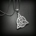 mens stainless steel retro Viking triangle mens titanium steel pendant star moon fanshaped necklace