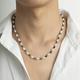 pc Fashionable And Simple Manmade Crystal Faux Pearl Necklace For Mens Daily Wear