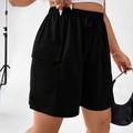 Plus Flap Pocket Side Tie Waist Cargo Shorts