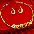 Piece Dubai Gold Plated Pendant Water Diamond Hollow Necklace Pair Of Earrings Ring Set Of Bracelet Jewelry WomenS Wedding Jewelry ValentineS Day Part