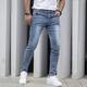 Mens Plus Size Slim Fit Ripped Jeans With Slanted Pockets