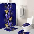 pc Butterfly Print Bath Rug Or pc Shower Curtain Modern Closestool Mat For Bathroom