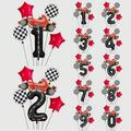 pcs Red Racing Car Balloon Set inch Black Stripe Number Balloon Formula Racing Car Shape Balloon For Boys Birthday Party Decoration