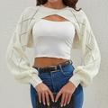 Womens Super Short Knitted Sweater With CutOut Design