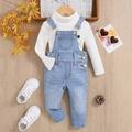 Baby Girl pc Bleach Wash Cat Scratch Denim Overalls