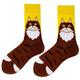 pair Womens Brown Cat Patterned Socks Cute And Comfortable For Daily Casual And Home Use