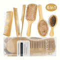 pcs Hair Brush Comb Set For Men Women Handle Bamboo Bristle Hairbrush Set With Tail Comb Tooth Comb Double Head Comb Different Air Cushion Massage Br