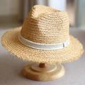 New Straw Hat Fur Edges Spring Summer Outdoor Sunshade Beach Sun Protection Grass Flat Edge Panama Elegant Women Hat cm