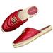 Gucci Shoes | Gucci Nappa Charlotte Hibiscus Red Leather Gg Marmont Espadrille Mules Size 39.5 | Color: Red | Size: 39.5eu