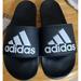 Adidas Shoes | Men’s Size 9 Adidas Adilette Comfort + Logo Sandal Slides - Black | Color: Black | Size: 9