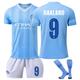 (24) 23-24 Champions League Edition Manchester City Home Soccer Jersey Set No.9 HAALAND Football Kit Uniform With Socks for Adult Kids
