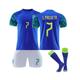 (22(120-130CM)) L.Paqueta #7 Brazil Away Jersey 2022/23 Soccer T-Shirt Shorts Kits Football 3-Pieces Sets