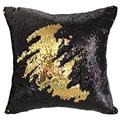 (Black and Gold) Cushion Covers Mermaid Pillow Case Magic Reversible Sequins Pillow Cover 16 X 16 inches for Home Sofa Chair Bed Couch, Decorative Pil