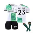 (24(130-140CM)) 2023/24 Liverpool Away Jersey #23 Luis Diaz Soccer Jersey Kits For Kids Adults