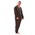 (Brown, M) Malay Mens Brushed Cotton Pyjama Sets Yarn Dyed Check Regular Big Size Loungewear