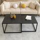 2 Rectangle Nesting Coffee Table Black Painted Legs Side End Table